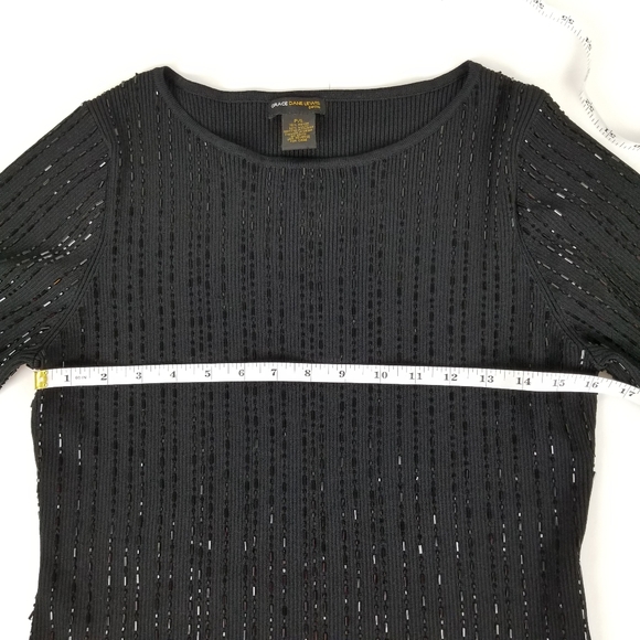Vintage Petite black long sleeve beaded sweater PL - Picture 5 of 7